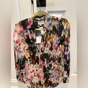 Lavender Brown Multicolor Abstract Blouse